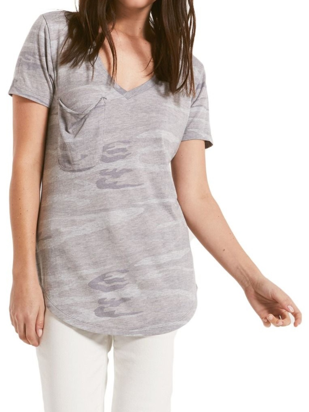Z Supply The Camo Pocket Tee in Camo Heather Grey - Picture 6 of 8